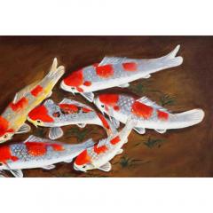 Nasser Ovissi Iranian Born 1934 Koi Fish Oil on Canvas Painting - 1264671