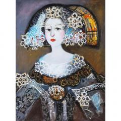 Nasser Ovissi Iranian Born 1934 Queen Isabella I of Spain Oil on Canvas - 1264651