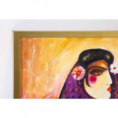 Nasser Ovissi Iranian Born 1934 Three Seated Girls Oil on Canvas Painting - 1264627