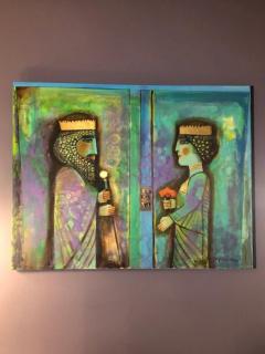 Nasser Ovissi Nasser Ovissi Iranian Born 1934 Darius and Atossa Oil on Canvas Painting - 996410