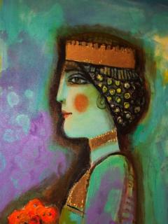 Nasser Ovissi Nasser Ovissi Iranian Born 1934 Darius and Atossa Oil on Canvas Painting - 996414
