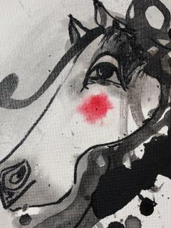 Nasser Ovissi Nasser Ovissi Iranian Born 1934 White Arabian Horse Oil on Canvas Painting - 1047376