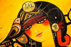 Nasser Ovissi Safavid Lady Oil on Canvas Painting - 2137485