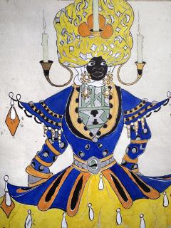 Natacha Rambova Siam Royal in Candle Headdress Cecil B DeMille Costume Drawing - 4320887