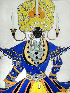 Natacha Rambova Siam Royal in Candle Headdress Cecil B DeMille Costume Drawing - 4320889