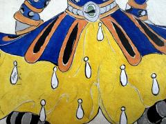 Natacha Rambova Siam Royal in Candle Headdress Cecil B DeMille Costume Drawing - 4320891