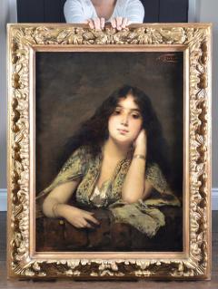 Nathaniel Sichel Arabian Beauty 19th Century Orientalist Oil Painting of Exotic Girl - 2026529