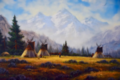 Native American Encampment in a Valley Limited Edition Hartwig Signed Print - 2684712