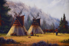Native American Encampment in a Valley Limited Edition Hartwig Signed Print - 2684713