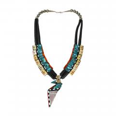 Native American Sterling Silver Multi Stone Necklace - 4560198