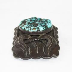 Native American Sterling Silver Turquoise Buckle 4 4ozt - 4560150