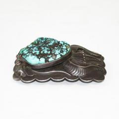 Native American Sterling Silver Turquoise Buckle 4 4ozt - 4560153