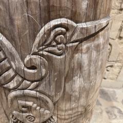 Native Aztec Music Dance Drum Carved Wood Pedestal Mexico - 3546231