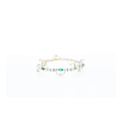 Natural 0 72 Carat Emerald 2 08 Carat Diamond Charm Bracelet in 18K Gold - 3640714