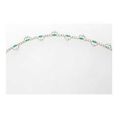 Natural 0 72 Carat Emerald 2 08 Carat Diamond Charm Bracelet in 18K Gold - 3640715