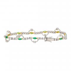 Natural 0 72 Carat Emerald 2 08 Carat Diamond Charm Bracelet in 18K Gold - 3641744