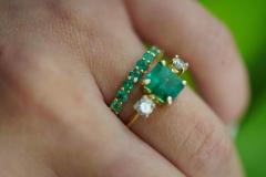 Natural 1 2 Carat Emerald Wedding Band 2 2MM Ring in 14K Yellow Gold - 3513151