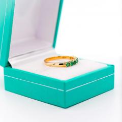 Natural 1 2 Carat Emerald Wedding Band 2 2MM Ring in 14K Yellow Gold - 3513154