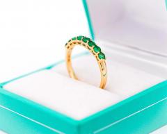 Natural 1 2 Carat Emerald Wedding Band 2 2MM Ring in 14K Yellow Gold - 3513166