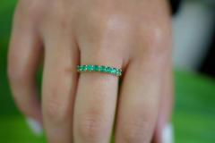 Natural 1 2 Carat Emerald Wedding Band 2 2MM Ring in 14K Yellow Gold - 3513181