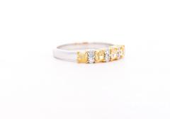 Natural 1 Carat TW Cushion Fancy Yellow Diamond 5 Stone Wedding Band Ring - 3505123