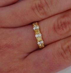 Natural 1 Carat TW Cushion Fancy Yellow Diamond 5 Stone Wedding Band Ring - 3505125