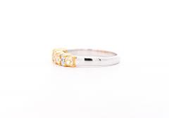 Natural 1 Carat TW Cushion Fancy Yellow Diamond 5 Stone Wedding Band Ring - 3505126