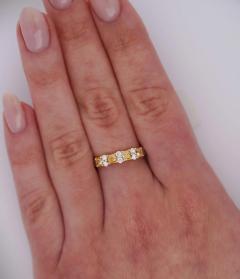 Natural 1 Carat TW Cushion Fancy Yellow Diamond 5 Stone Wedding Band Ring - 3505132