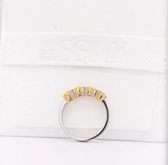 Natural 1 Carat TW Cushion Fancy Yellow Diamond 5 Stone Wedding Band Ring - 3505156