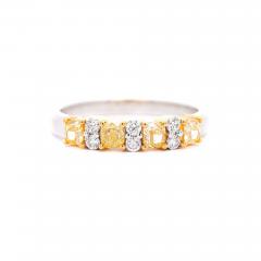 Natural 1 Carat TW Cushion Fancy Yellow Diamond 5 Stone Wedding Band Ring - 3570384