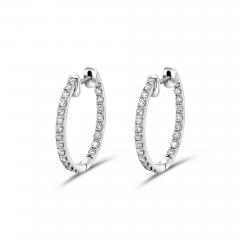 Natural 1 Carat TW Diamond Eternity Inside Out 18mm Hoop Earrings - 3500487