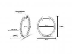 Natural 1 Carat TW Diamond Eternity Inside Out 18mm Hoop Earrings - 3500489
