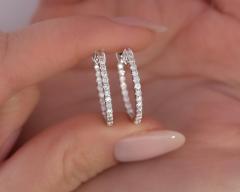 Natural 1 Carat TW Diamond Eternity Inside Out 18mm Hoop Earrings - 3500490