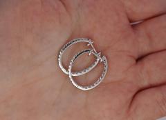 Natural 1 Carat TW Diamond Eternity Inside Out 18mm Hoop Earrings - 3500495