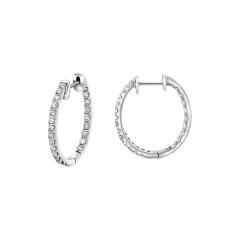 Natural 1 Carat TW Diamond Eternity Inside Out 18mm Hoop Earrings - 3527943