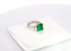 Natural 3 76 Carat Colombian Emerald and Trillion Cut Diamond 3 Stone Ring - 3505246