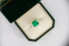 Natural 3 76 Carat Colombian Emerald and Trillion Cut Diamond 3 Stone Ring - 3505250