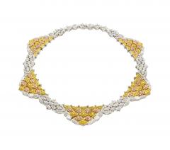 Natural 35 Carat Pink White Yellow Diamond 18K Three Tone Necklace Choker - 3500445