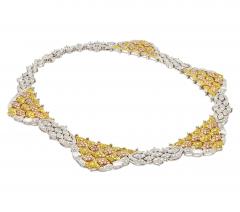 Natural 35 Carat Pink White Yellow Diamond 18K Three Tone Necklace Choker - 3500447