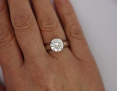 Natural 4 07 Carat H SI1 Round Diamond Solitaire Wide Shank Ring In Platinum - 3500091