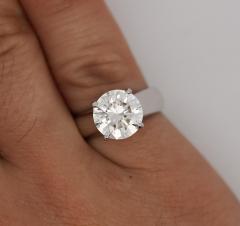 Natural 4 07 Carat H SI1 Round Diamond Solitaire Wide Shank Ring In Platinum - 3500092