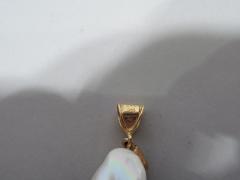 Natural Baroque Pearl Pendant with Diamond Encrusted Silver Snake - 3750378