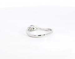 Natural Blue and White Diamond Curved Mini Three Stone Ring in 14K White Gold - 3513055