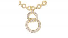 Natural Diamond 16 Carat Round Brilliant Cut Interlocking Circle Necklace - 3505138