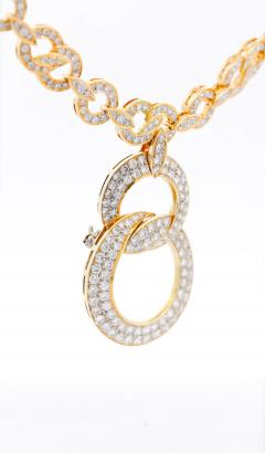 Natural Diamond 16 Carat Round Brilliant Cut Interlocking Circle Necklace - 3505148