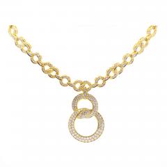 Natural Diamond 16 Carat Round Brilliant Cut Interlocking Circle Necklace - 3570385