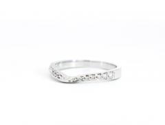 Natural Diamond Contoured Wedding Band Stacking Ring in 14K White Gold - 3513167