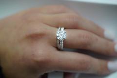Natural Diamond Contoured Wedding Band Stacking Ring in 14K White Gold - 3513168