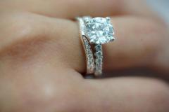 Natural Diamond Contoured Wedding Band Stacking Ring in 14K White Gold - 3513169