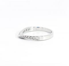 Natural Diamond Contoured Wedding Band Stacking Ring in 14K White Gold - 3513171